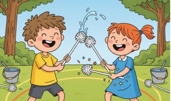 Fechten für Kinder: Lustige Spielidee mit Klobürsten