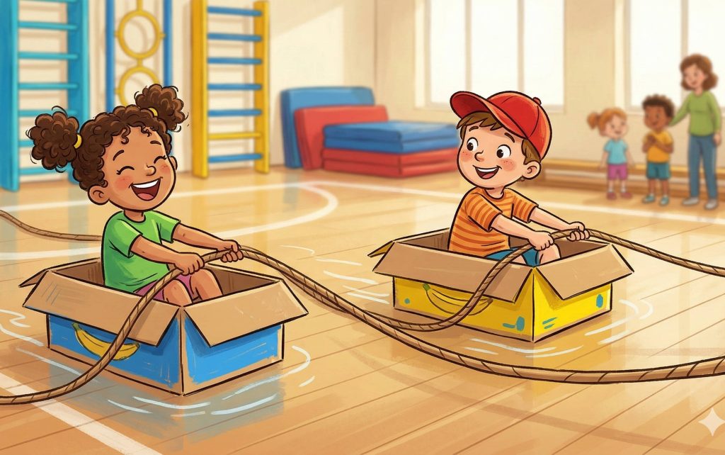 Paddeln in der Turnhalle: Kreative Spielidee mit Kartons