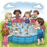 Wasserball Spiel im Garten