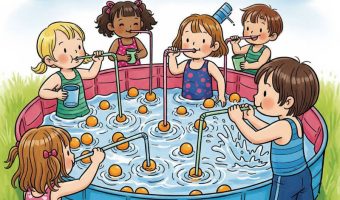 Wasserball Spiel im Garten