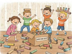 Spiel mit Papprollen: Die lustige „Waldsäuberung“