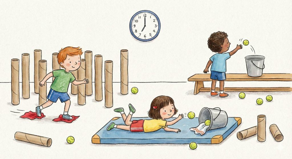 Biathlon in der Turnhalle: Treffsichere Bewegungsidee für Kinder