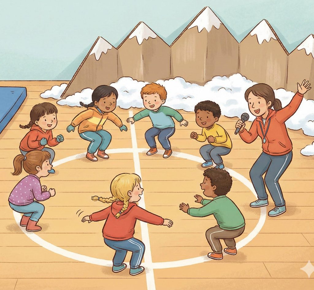 Skirennen für Kinder: Slalom & Abfahrt in der Turnhalle