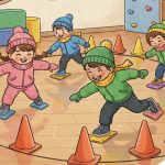 Eisschnelllauf in der Kita: Winterspiel mit Mousepads