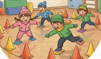 Eisschnelllauf in der Kita: Winterspiel mit Mousepads