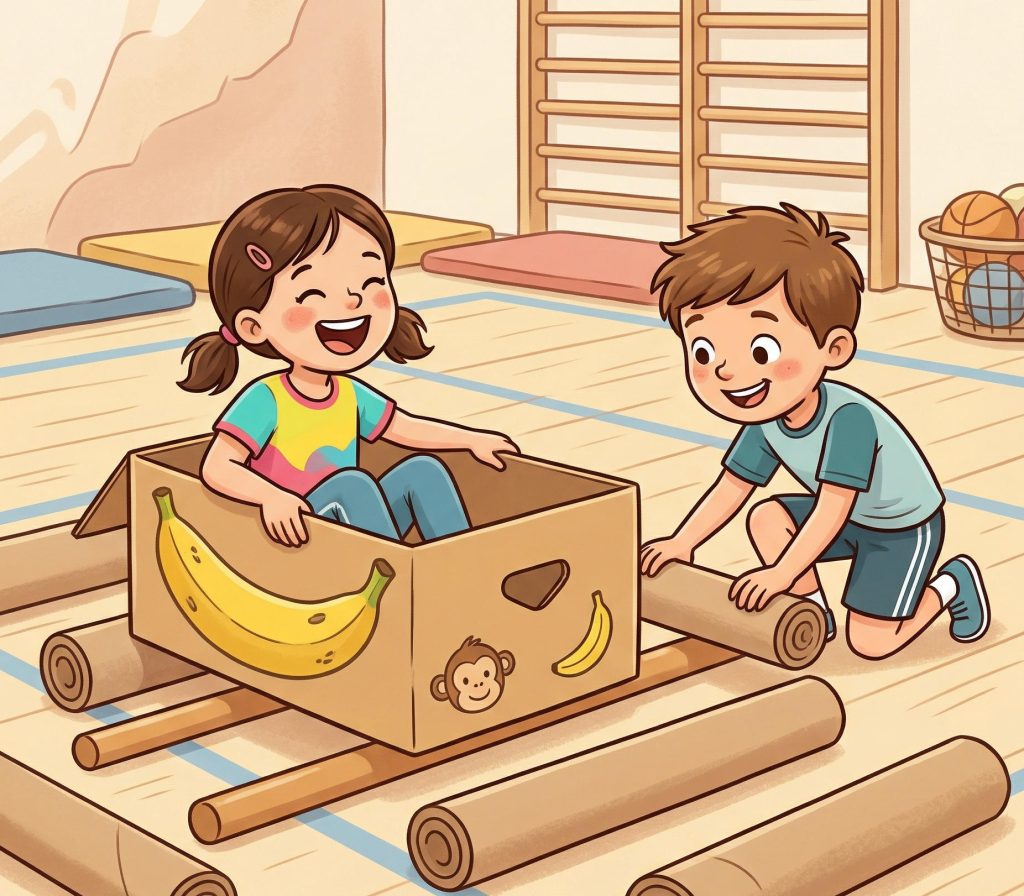 Rudern mit Kindern im Bananenkarton-Boot