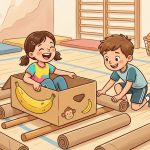 Rudern mit Kindern im Bananenkarton-Boot
