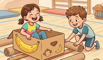 Rudern mit Kindern im Bananenkarton-Boot