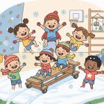 Rennbob-Spiel für Kinder: Actionreicher Rollbrett-Spaß in der Turnhalle