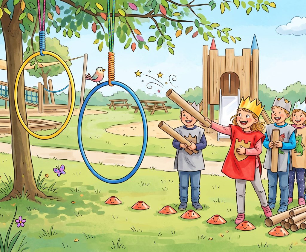 Lanzenwurf für kleine Kindergarten Ritter