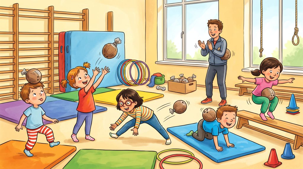 Turnen mit der Kokosnuss: Bewegungsspiele mit Alltagsmaterial für Kinder