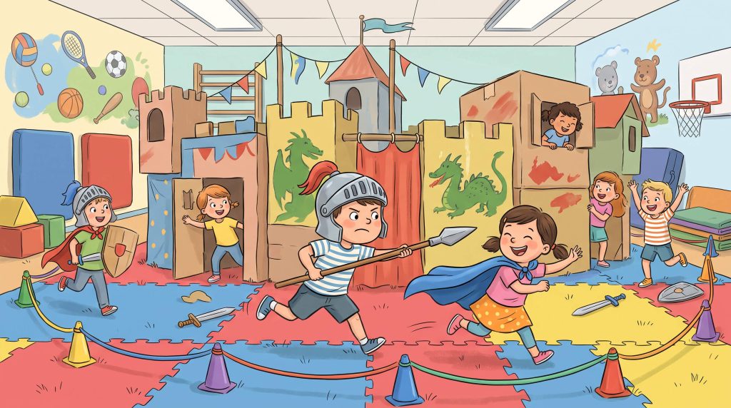 Kinder spielen Ritter: Bewegungsspiel "Flucht aus der Burg"